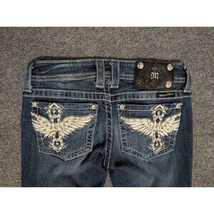 Miss Me Jeans Womens 26x30 Bootcut Embellished Denim Blue